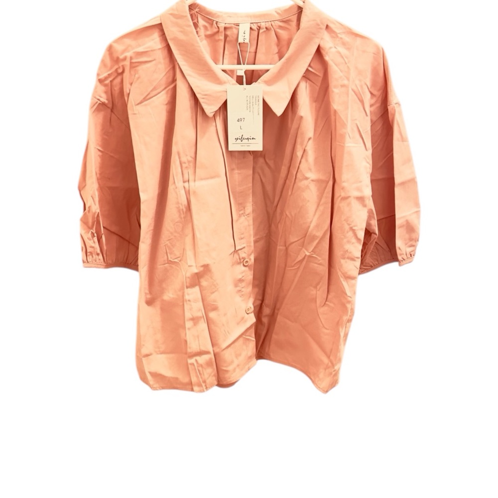 Peach Button-Up Blouse